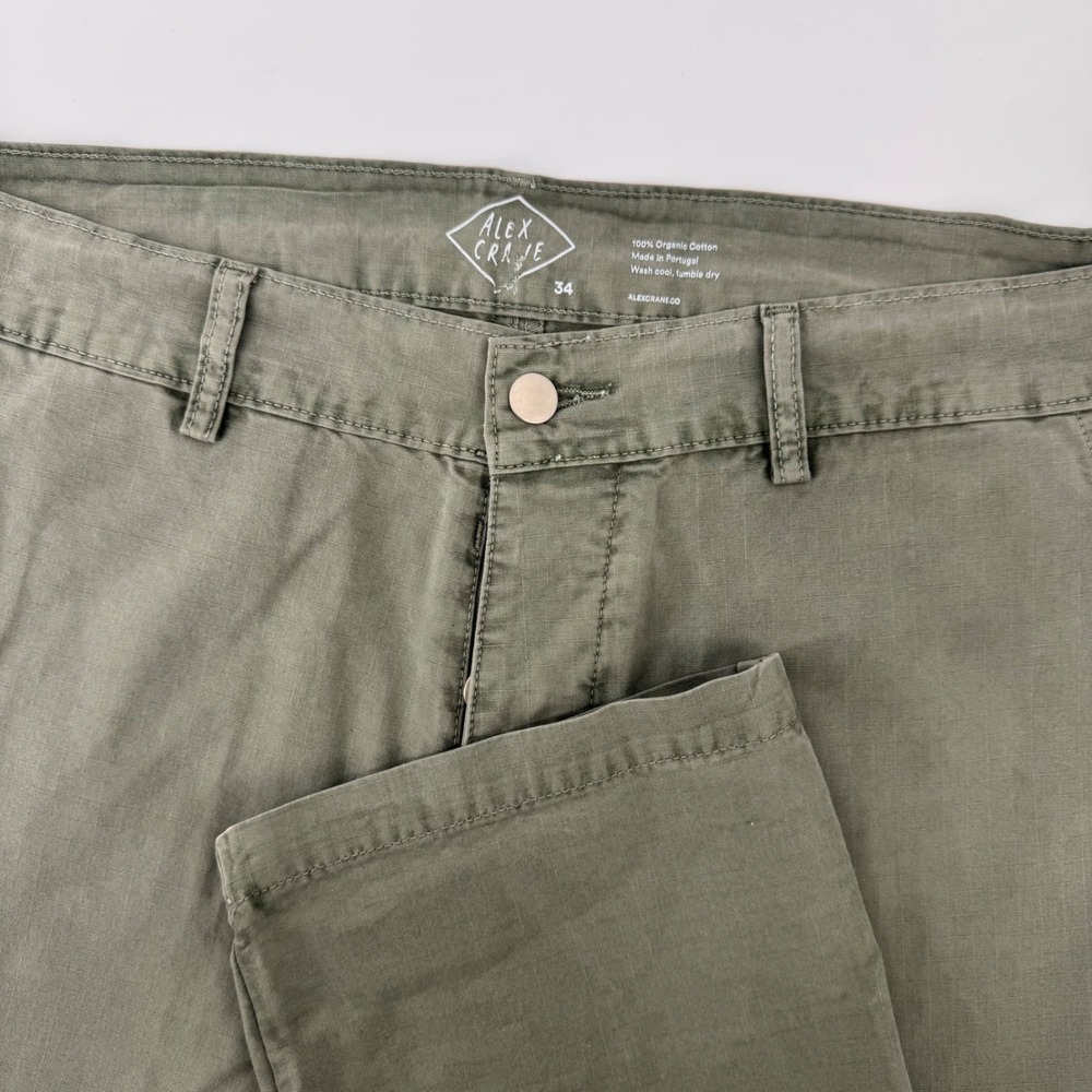 Alex Crane Bo Pants Men 34 Olive Green Organic Cotton Straight Leg Portugal